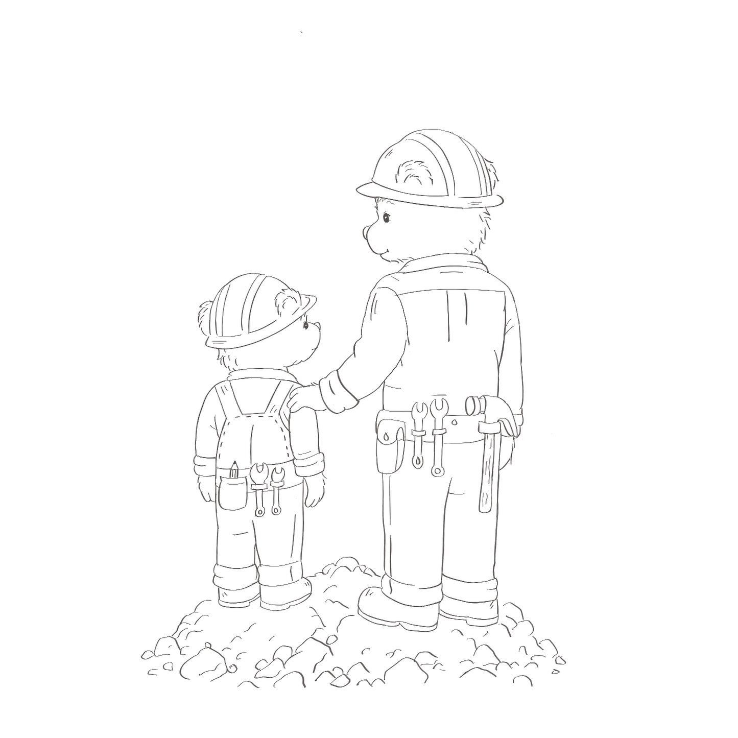 Bear and Son with Toolbelts- Colour Me