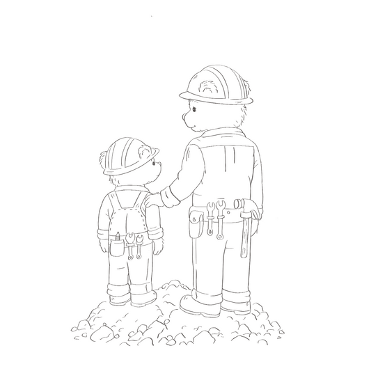 Bear and Son with Toolbelts- Colour Me