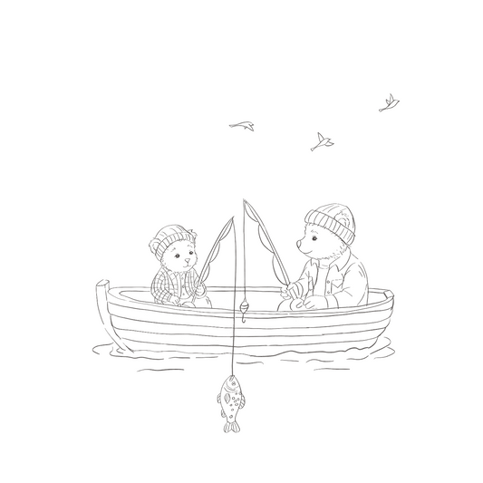 Bear and Cub Fishing Adventure- Colour Me