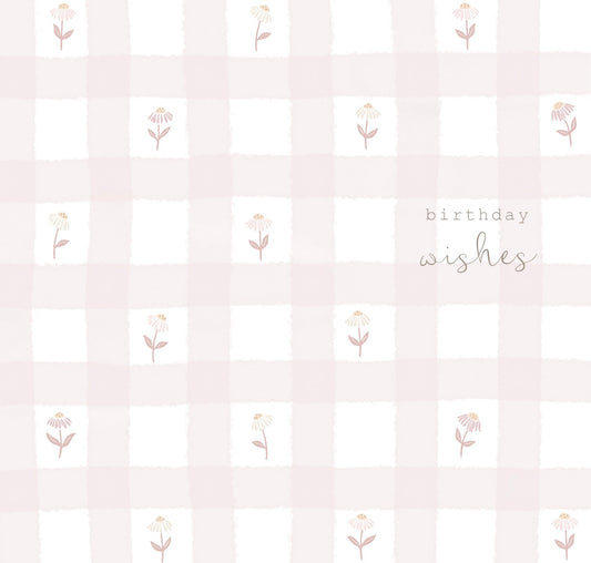 Birthday Wishes Gingham Flowers