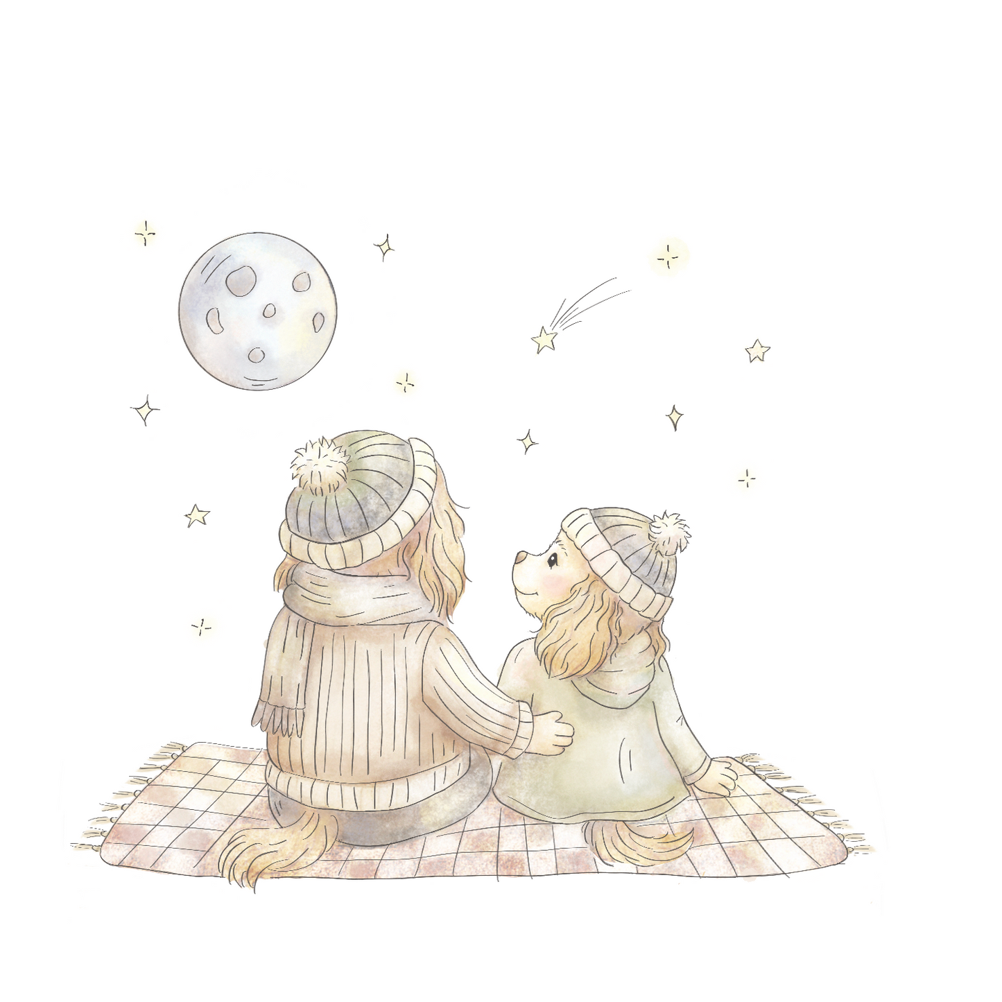 Dog and Daughter Star Gazing