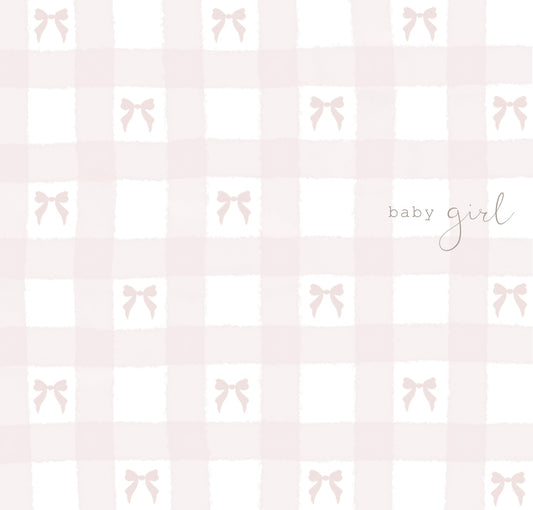 Baby Girl, Gingham bows- Scalloped card