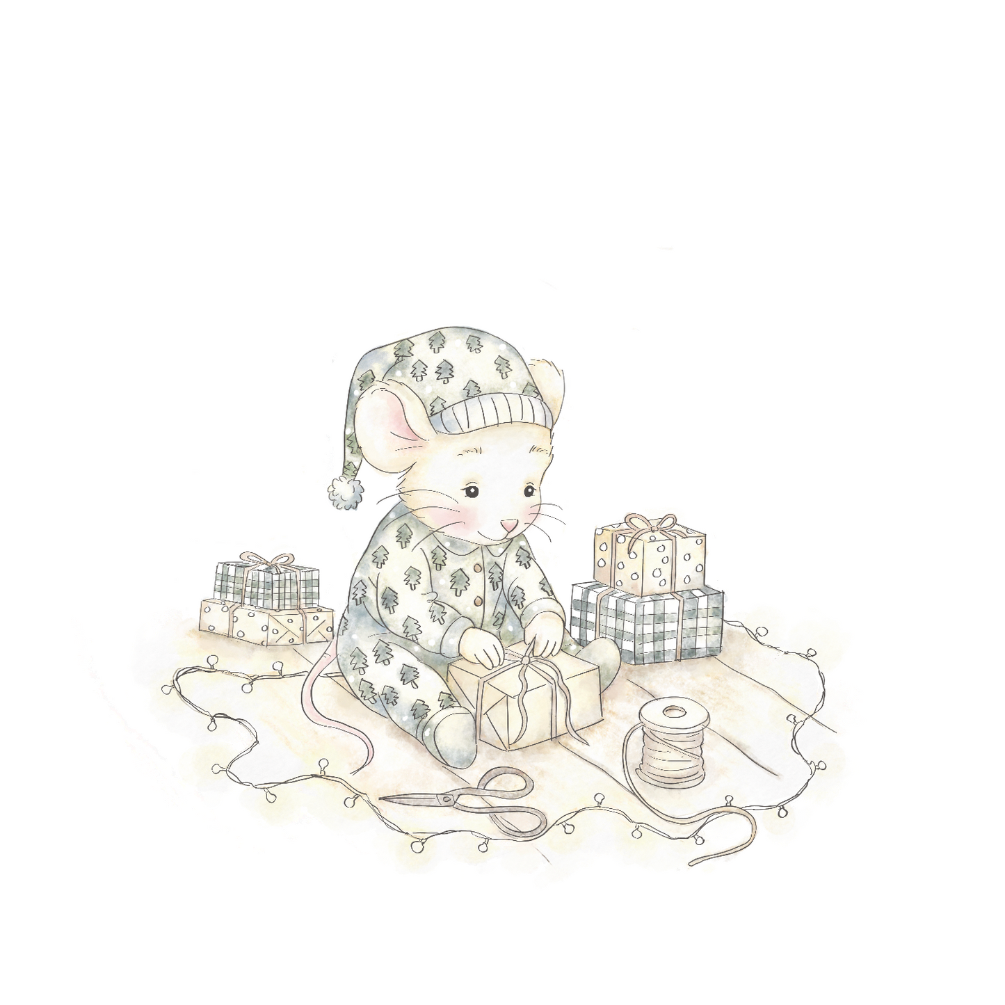 Christmas- Mouse wrapping gifts