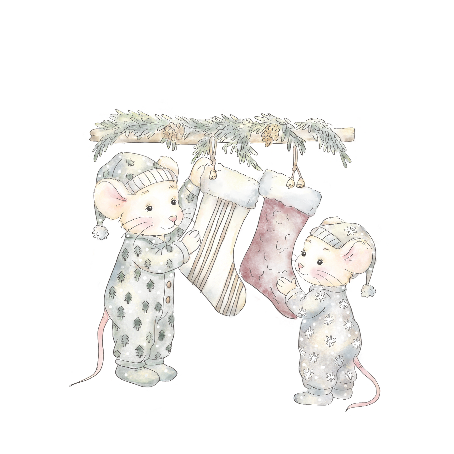 Christmas- Mice hanging stocking