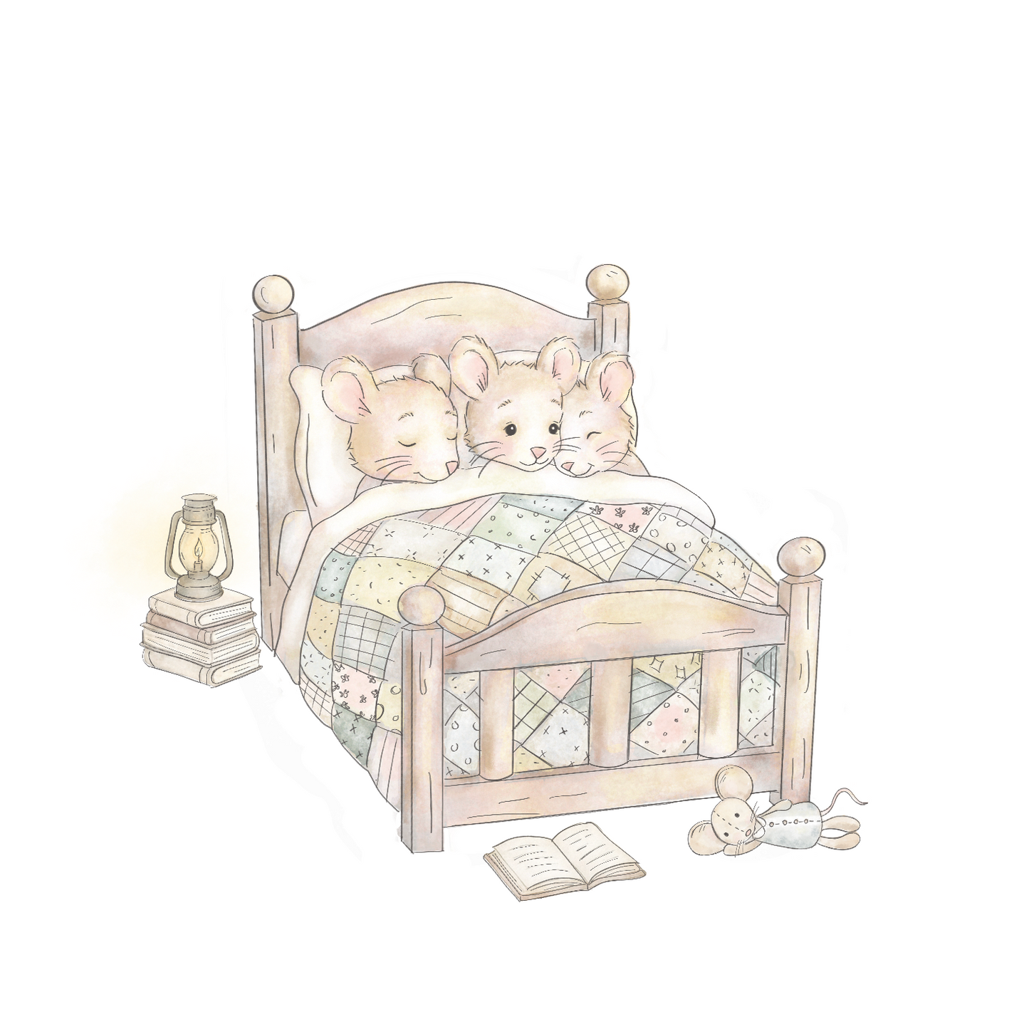 Mice Triplets in Bed