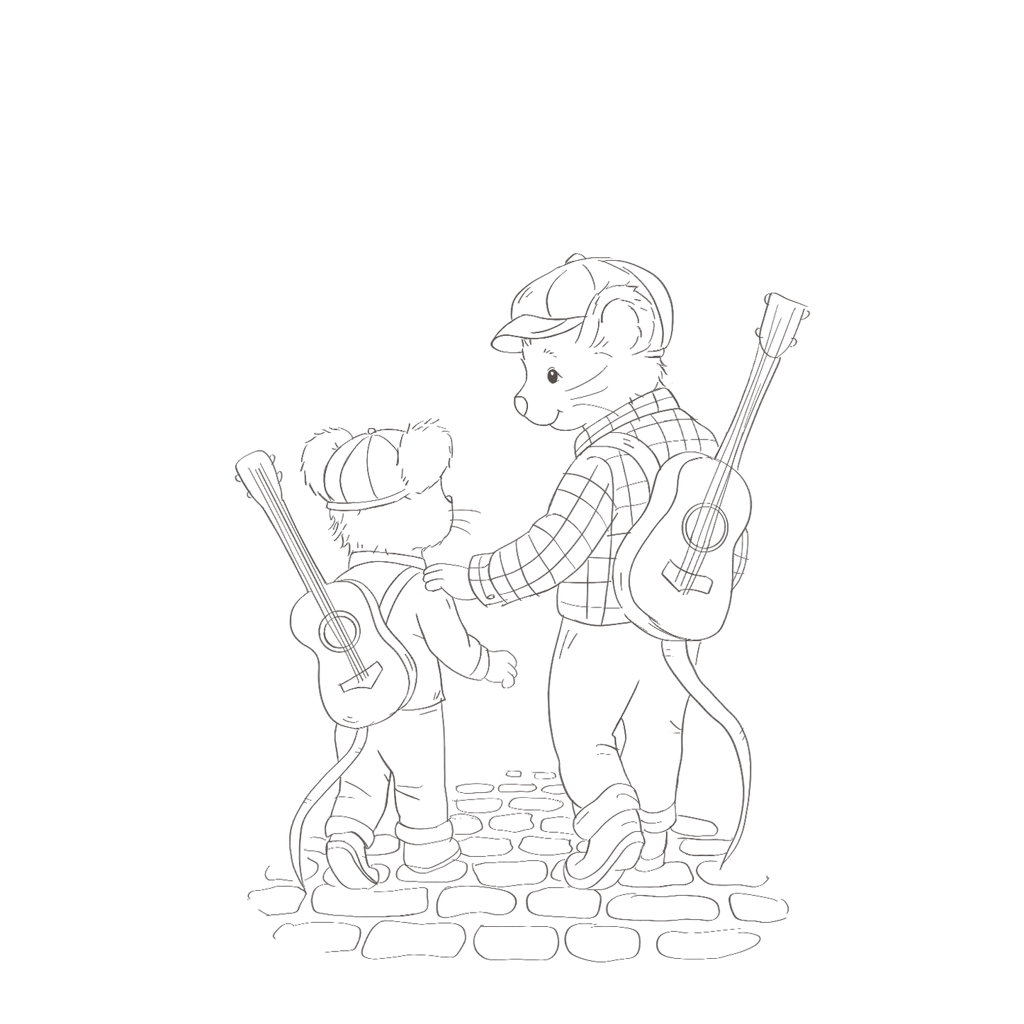 Mouse and Son with Guitars- Colour Me