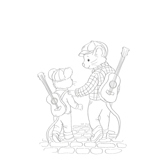 Mouse and Son with Guitars- Colour Me