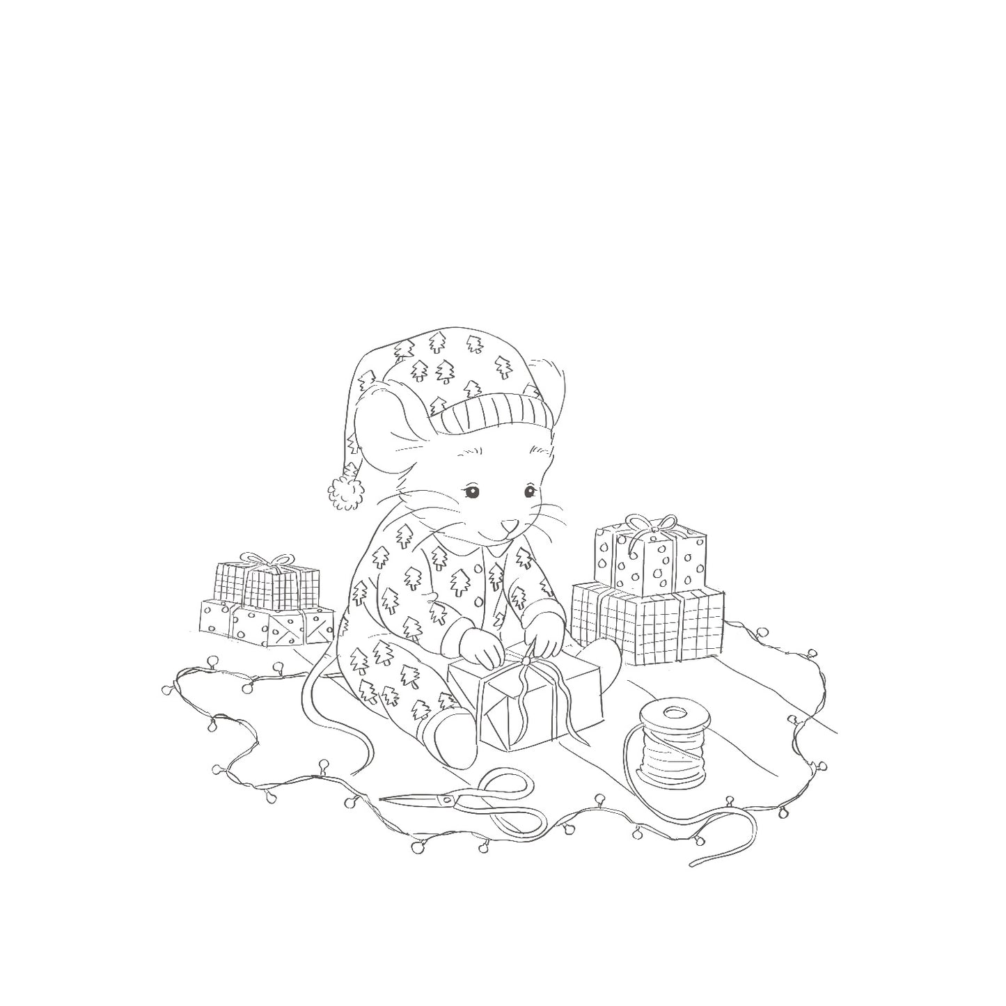 The Gift Wrapping Mouse- Colour Me In