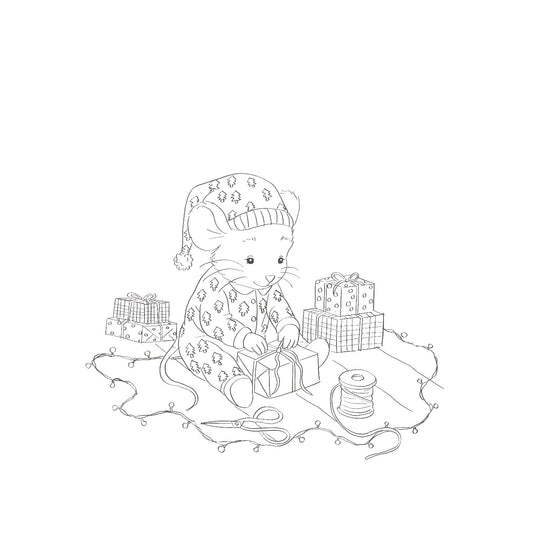 The Gift Wrapping Mouse- Colour Me In