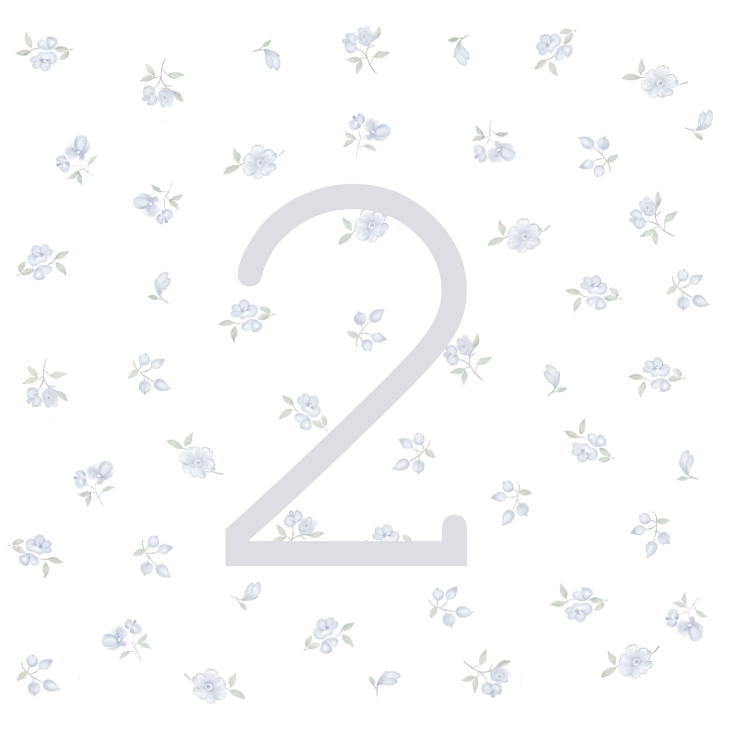 Number 2- Round Scollop Floral Blue
