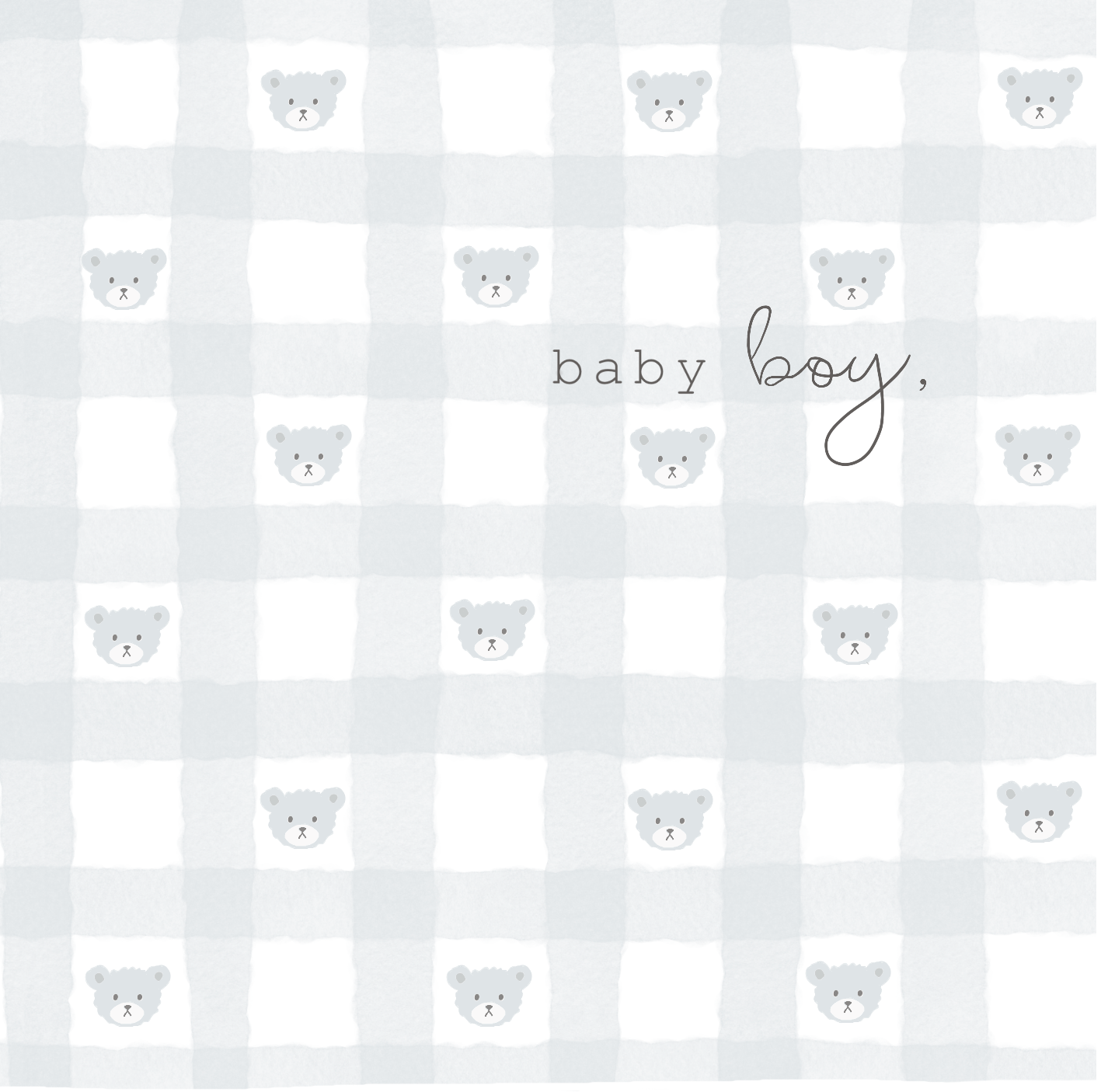 Welcome Baby Boys, Gingham bears- Scalloped card